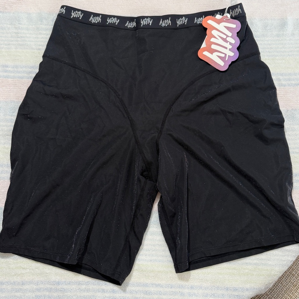 YITTY Women’s Black Glitter Athletic Shorts